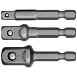 STAYER Набор MASTER "MAXFIX": Адаптеры для торцовых головок, сталь 40Cr, 3 предмета E1/4-1/4", E1/4-3/8", E1/4-1/2", 50 мм [26656-H3]