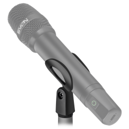 Микрофон Sven MK-740 SV-022532 беспроводной, динамический, ручной, кардиоидная направленность, 100-12000 Гц, 60 дБ, разъем подключения: 6.3 мм, радиус действия: до 25 м, время работы до 12 часов, аккумулятор микрофона: Li-Ion 180mAh, аккумулятор ресиве