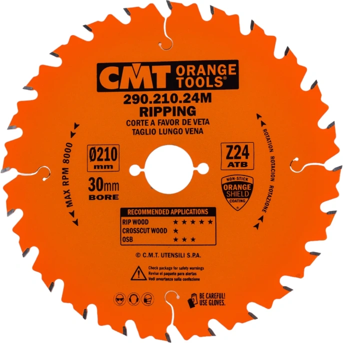 Диск пильный по дереву (210х30х2,8/1,8 мм; Z24) CMT 290.210.24M