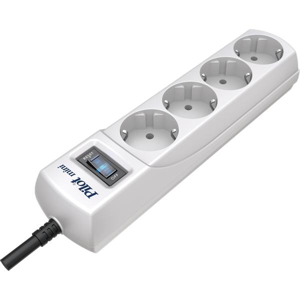 Сетевой фильтр Сетевой фильтр PILOT mini , 1,8м, 4 розетки, 10А/2,2кВт, св.серый, Россия (Pilot mini 1.8m)
