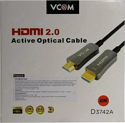 VCOM D3742A-40м Кабель optical HDMI to HDMI (19M -19M) 40м ver2.0