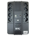 Источник бесперебойного питания SVC 800ВА/480Вт, Вых.разъёмы: 4 розетки Schuko + 4 розетки Schuko без бат. поддержки + 2*USB A , Светодиодная индикация, Напольный U-800/BSSC