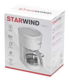 Кофеварка STARWIND STD0611,  капельная,  белый