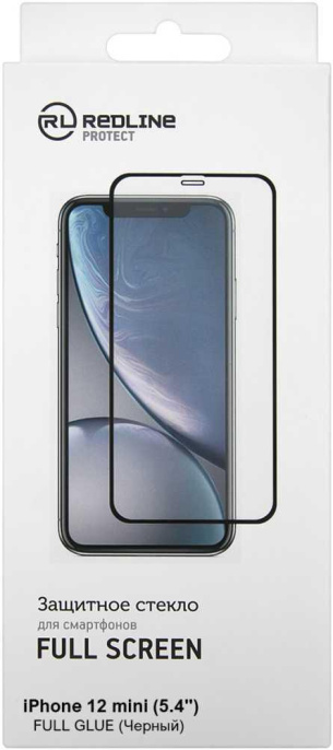 Защитное стекло для экрана Redline для Apple iPhone 12 mini антиблик, 61х128 мм, 1 шт, черный [ут000021878]