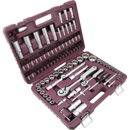 Универсальный набор инструмента THORVIK TS094/12 1/4, 1/2DR с торцевыми 12-гранными головками, 94 предмета 054010