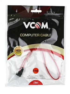 Кабель SATA VCOM VHC7666-0.45-0.5м. интерфейсный 50см угловой разъем VCOM VHC7666