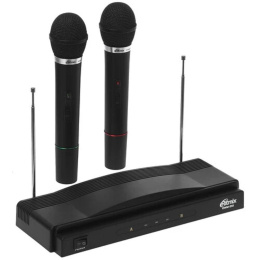 RITMIX RWM-210 {2 микрофона: 87.5 МГц - 92 МГц; раб. частоты: 100 Гц - 10 000 Гц;Чувств.: -30 дБ +/-3 дБ; пит. системы: AC 220 в / 500 мА}