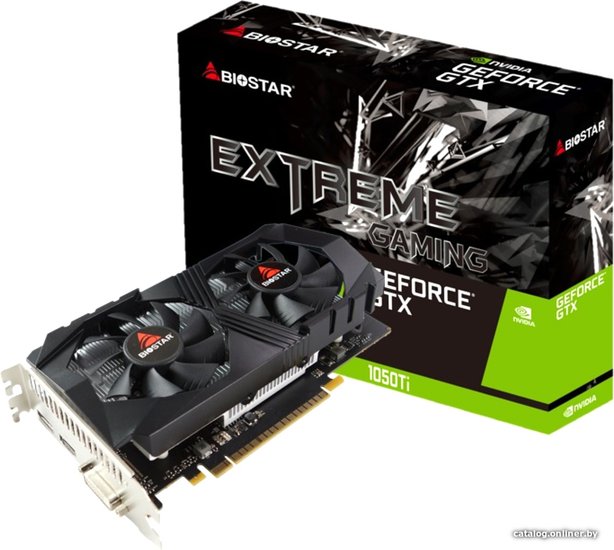 Видеокарта Biostar PCI-E 3.0 VN1055TF41 NVIDIA GeForce GTX 1050TI 4Gb 128bit GDDR5 1291/7008 DVIx1 HDMIx1 DPx1 HDCP Ret