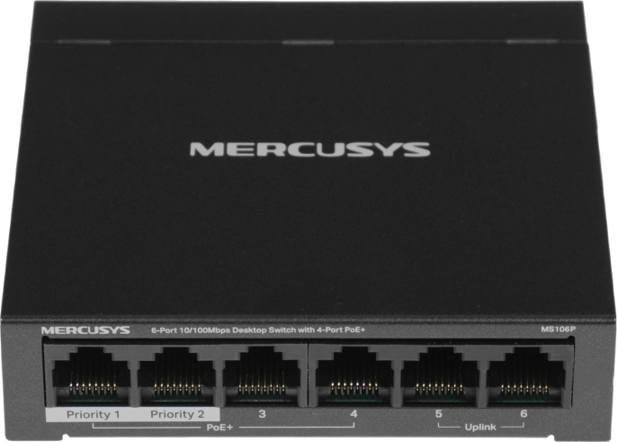 Коммутатор Mercusys MS106P L2 6x100Мбит/с 4PoE+ 67W неуправляемый