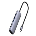 NETAC USB HUB Переходник Netac WF14 WF14GYCN USB Type-A 3.0 x 3, HDMI 4K@30Hz, SDXC, microSDXC, Серебристый