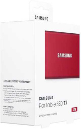 2ТБ Внешний диск SSD Samsung T7 MU-PC2T0R/WW, USB-C, запись - 1000МБ/с, чтение - 1050МБ/с, красный
