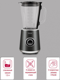 Блендер стационарный Rondell RDE-1251 1500Вт черный/серебристый