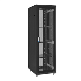 Шкаф телекоммуникационный 19" напольный 42U ExeGate EC-FS-42U.600.800.G.V.BLACK (19”, 42U, 600x800x2054mm (ШхГхВ), передняя дверь закаленное стекло, задняя перфорированная дверь, съемные боковые панели, пыле- и влагозащита IP20,  (EX300274RUS)