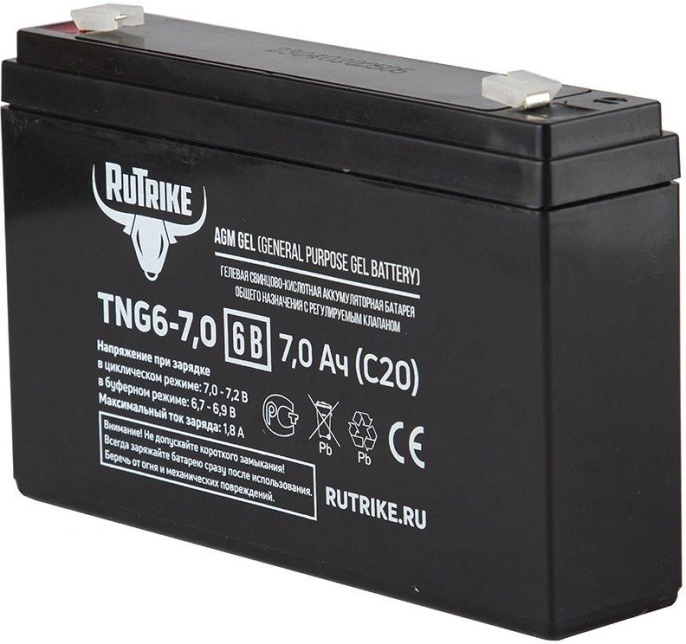 Аккумуляторная батарея RUTRIKE TNG6-7,0 для ИБП,  6В,  7Ач [23981]