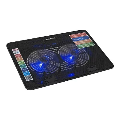 Подставка для ноутбука STM IP17. STM Laptop Cooling IP17 Black (17,3", 2x(125x125), 2x2 LED backlight, Black plastic+metal mesh, 3 types height adjustable )