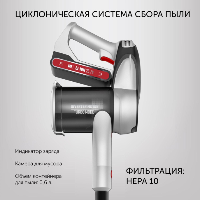 Вертикальный пылесос Polaris PVCS 5090 Clean Expert PRO, 450Вт, серый/черный