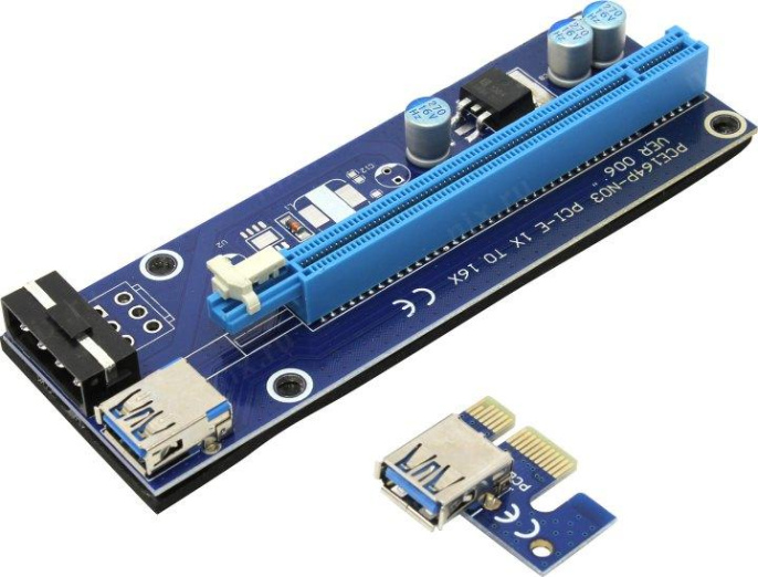 KS-is KS-346 Адаптер PCI-Ex1 M -- PCI-Ex16 F райзер с питанием Molex
