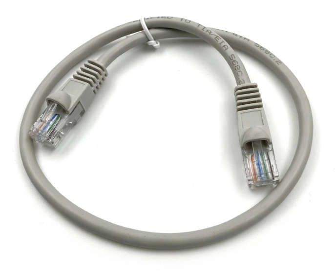 Патч-корд KINGPRICE KP-PC-c5e-0.5m-g литой (molded), UTP, кат.5E, 0.5м, 4 пары, 26AWG,  алюминий омедненный,  многожильный,  серый