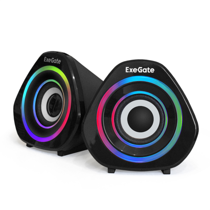 Акустическая система 2.0 ExeGate Accord 210 (питание USB, 2х3Вт (6Вт RMS), 60-20000Гц, цвет черный, RGB подсветка, Color Box) EX289680RUS