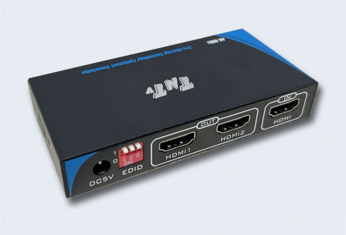TNTV/TNT MMS-882VSH Разветвитель,, HDMI 2.0, 1 2 устройства, макс.10м. до входа у-ва+10м. до экрана толщ.жил шнура 26AWG ,, без шнуров, DC 5V, max data rate 18 гбит/с;max pixel clock 600 МГц;3D;HDCP2.2;макс.разр.до 3840x2160 60Hz 4:4:4