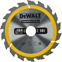 Диск пильный DeWalt DT1941-QZ диаметр диска: 184мм, диаметр посадочного отверстия: 30мм, число оборотов: 7000об/мин, толщина диска: 1.7мм, ширина пропила под углом 90°: 2.6мм, материал обработки: дерево, композитный материал, пластик, материал изготовлен