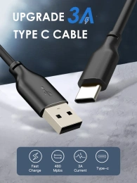 Кабель CABLETIME CA32H (CT-C160-U32(3A)-CMAM1-B1) 1 м, 3A ПВХ USB-A2.0 на USB-C, черный