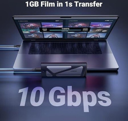 Бокс внешний для жесткого диска UGREEN CM767 15813 M.2 NVMe/M.2 SATA SSD Enclosure 10Gbps. Цвет: серый (15813_)