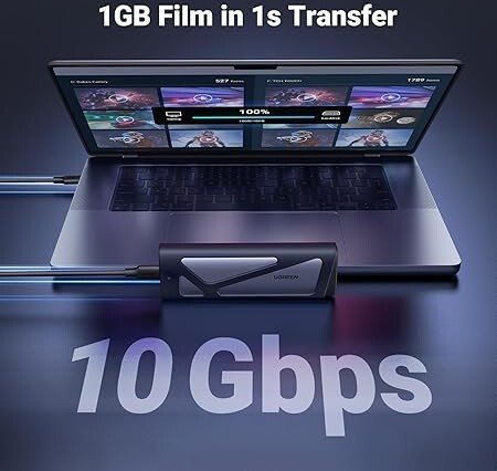 Бокс внешний для жесткого диска UGREEN CM767 15813 M.2 NVMe/M.2 SATA SSD Enclosure 10Gbps. Цвет: серый (15813_)