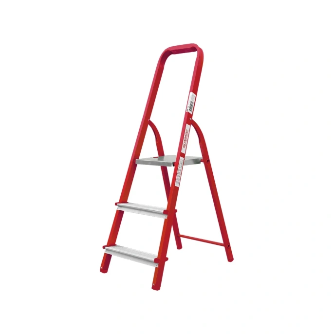Стремянка Новая Высота сталь/алюминий 3 ступени, красная 1130103-033