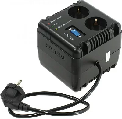 Стабилизатор SVEN VR-L600 Black (вх.184-285V вых.198-253V 200W 2 розетки Euro)