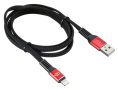 Кабель Digma LIGHT-1.2M-FLAT-BLK USB m -Lightning m 1.2м черный/красный плоский