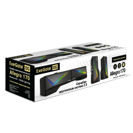 Саундбар-Акустическая система 2.0 ExeGate Allegro 170 питание USB, Bluetooth, 2х3Вт 6Вт RMS , 60-20000Гц, цвет черный, RGB подсветка, с возможностью трансформации в саундбар, Color Box EX289691RUS