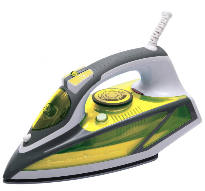 Утюг StarWind SIR2447,  с паровым ударом,  2400Вт,  желтый и серый