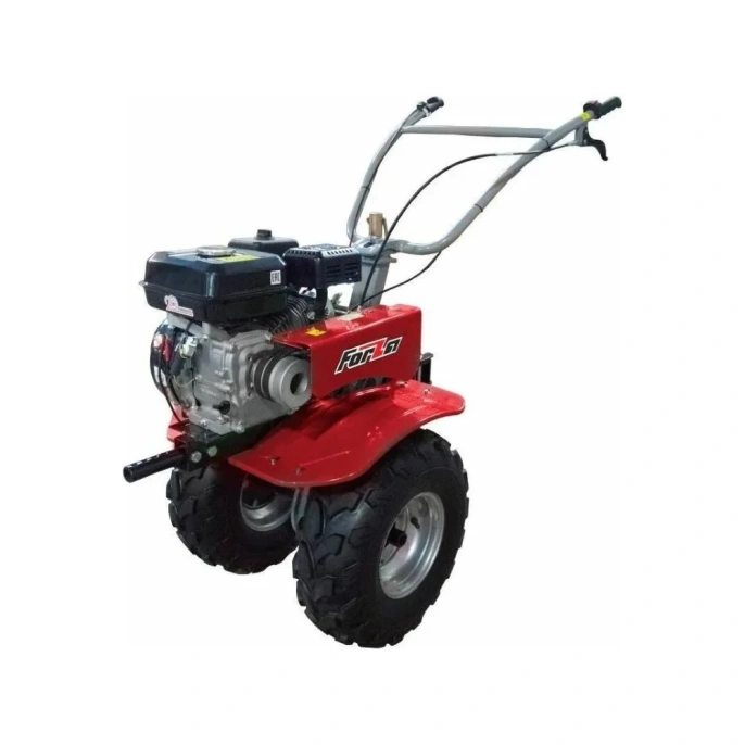 Бензиновый мотоблок FORZA МБ5 702 двигатель 7 л.с., редуктор чугунный, привод ременной, скорость 3 вперед 1 назад, руль поворотный, вал S24, колеса 19x7х8, фрезы 3 группы 24 ножа FORZAМБ5702