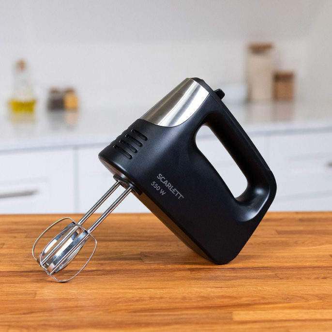 Миксер Scarlett SC-HM40S23, ручной,  черный и серебристый