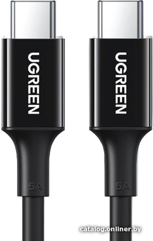 Кабель UGREEN US300-80372, Type C to Type C, 5A, PD 100W Fast Charge, скорость до 480 Мбит/с, не может передавать аудио и видео сигнал, силиконовый