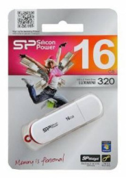 Флешка USB Silicon Power LuxMini 320 16ГБ, USB2.0, белый [sp016gbuf2320v1w]