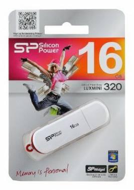 Флешка USB Silicon Power LuxMini 320 16ГБ, USB2.0, белый [sp016gbuf2320v1w]