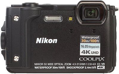 Фотоаппарат Nikon CoolPix W300 черный 16Mpix Zoom5x 3" 4K 99Mb SDXC/SD/SDHC CMOS 1x2.3 50minF 30fr/s HDMI/KPr/DPr/WPr/FPr/WiFi/GPS/EN-EL12