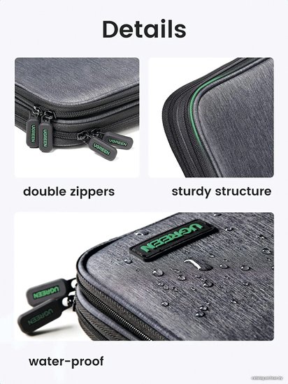 Органайзер UGREEN LP139 50147 Storage Bag. Цвет: серый