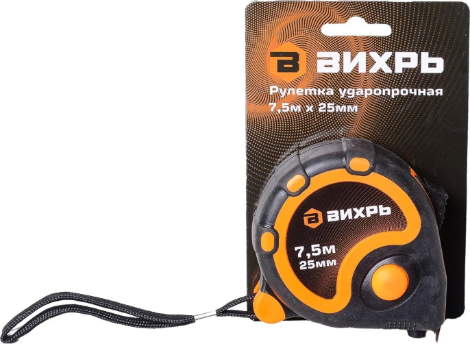 Рулетка строительная Вихрь 73/11/1/4, 7.5м x 25мм