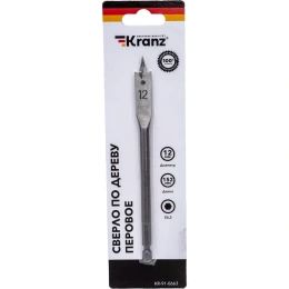 Сверло перовое по дереву 12x152 мм; шестигранный хвостовик KRANZ KR-91-0663