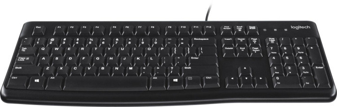 Клавиатура Logitech K120, проводная, USB, мембранная, заводское нанесение кириллицы, черный [920-002522]