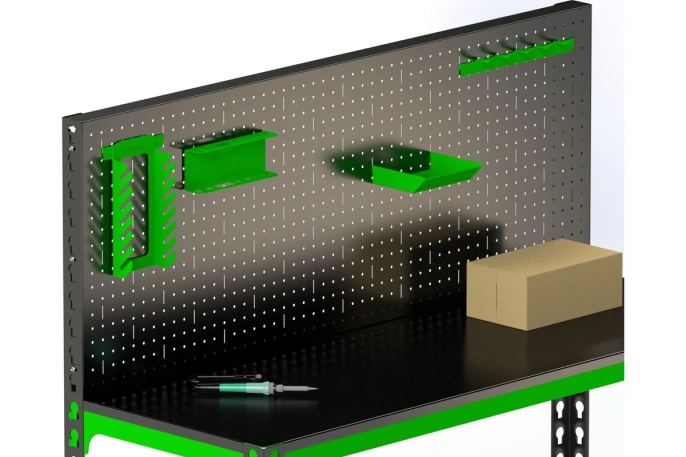 Стол металлический Metalex MMPRIA751050 750x1000x500 + перфопанель с комплектом аксессуаров