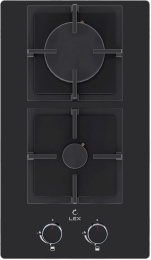 Газовая варочная панель LEX GVG 324 BBL,  2 конфорки,  закаленное стекло,  черный