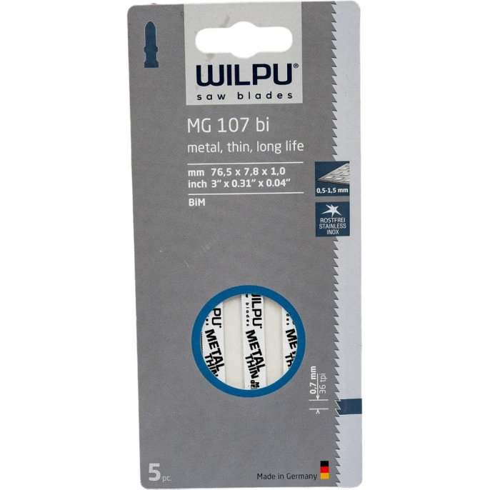Пилка по металлу MG 107 bi 5 шт.WILPU 0252100005