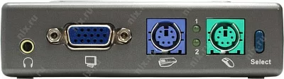 Переключатель D-Link KVM-121 2-Port PS/2 KVM Switch (клавиатураPS/2+мышьPS/2+VGA15pin+Audio)(+2 кабеля)