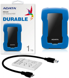 ADATA 1ТБ Внешний диск HDD A-Data DashDrive Durable HD330, USB 3.0, синий [ahd330-1tu31-cbl]