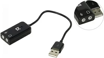 Defender Внешняя USB звуковая карта Audio USB USB - 2х3,5 мм jack, 0.1 м 63002