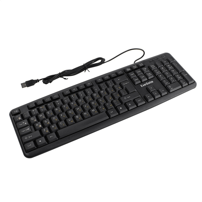Клавиатура ExeGate Professional Standard LY-331L2 (USB, полноразмерная, влагозащищенная, 104кл., Enter большой, длина кабеля 2,2м, черная, Color Box) EX279938RUS